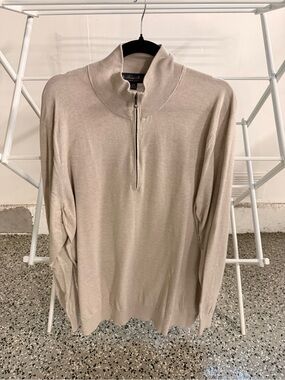 Brooks Brothers Supima Cotton Quarter Zip Sweater Men’s XXL Beige Pullover